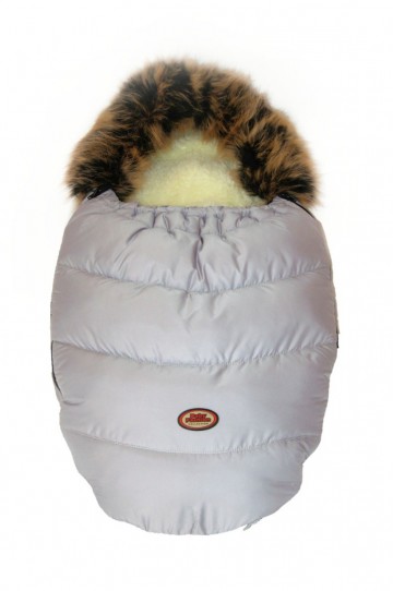 Grey slaapzak met bont rand kinderwagen