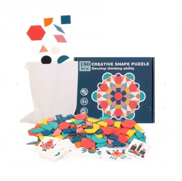 Houten 3d creatieve cartoon dier tangram vorm puzzel montessori educatief leren speelgoed voor kinderen 1
