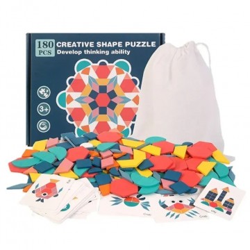 Houten 3d creatieve cartoon dier tangram vorm puzzel montessori educatief leren speelgoed voor kinderen