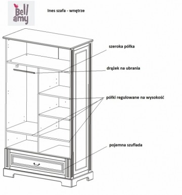 2-deurs Kledingkast Ines, Bellamy by Natalys