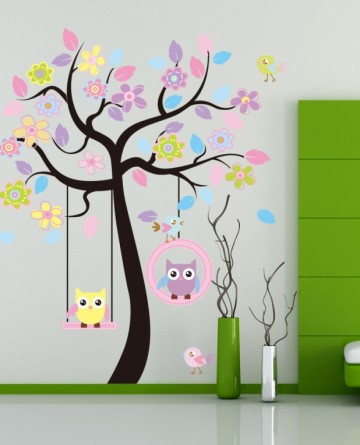 Muur stickers owl tree