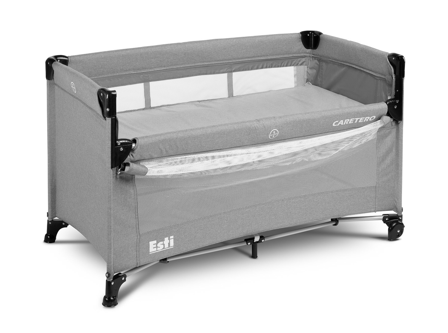 Esti Campingbed met lagen inklapbaar - co sleeper functie- met op wielen Campingbedjes Baby Mundo